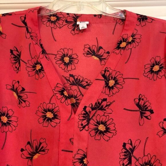 Gap Women’s Pink Poppy V-neck Blouse Size Small - Picture 2 of 11